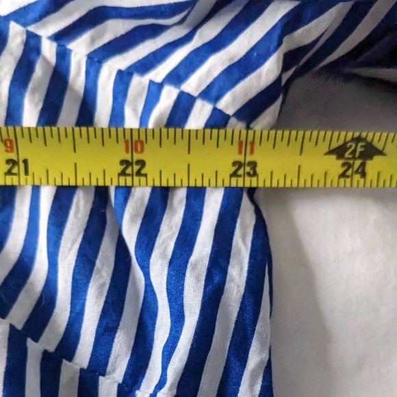 Women's 1X Striped Blouse Puffy Sleeves - Picture 14 of 14